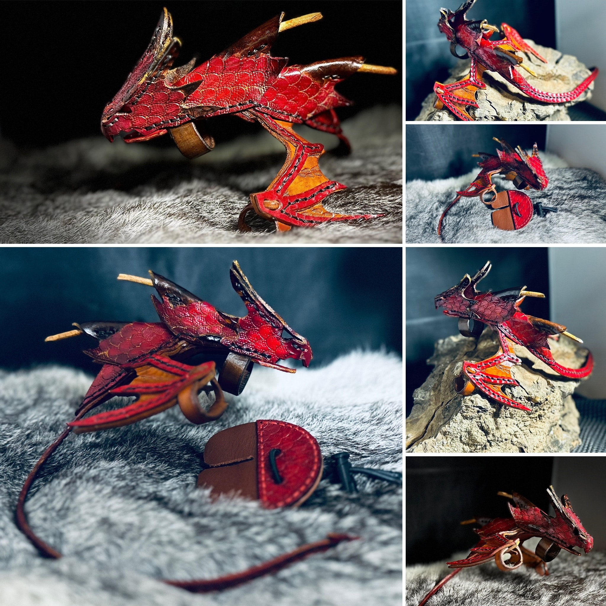 Dragon Hand Puppet – handmade leather