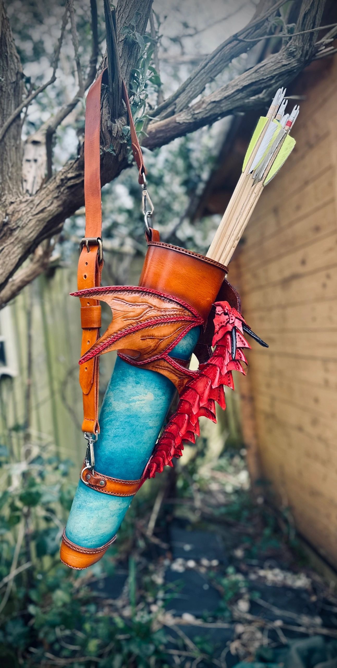 Handmade leather archery quiver